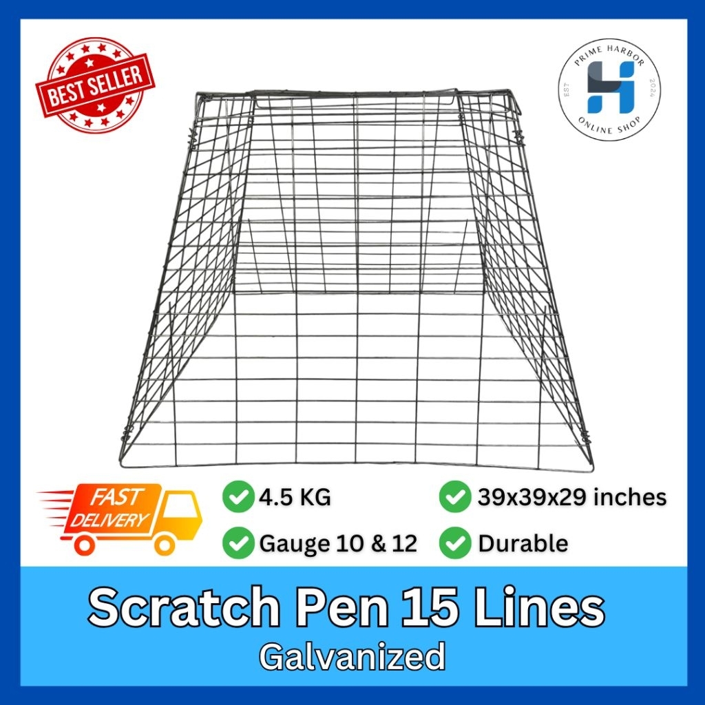 Scratch Pen Galvanized 15 Lines / 4.50 kg / Chicken Pen/ Cock cage ...