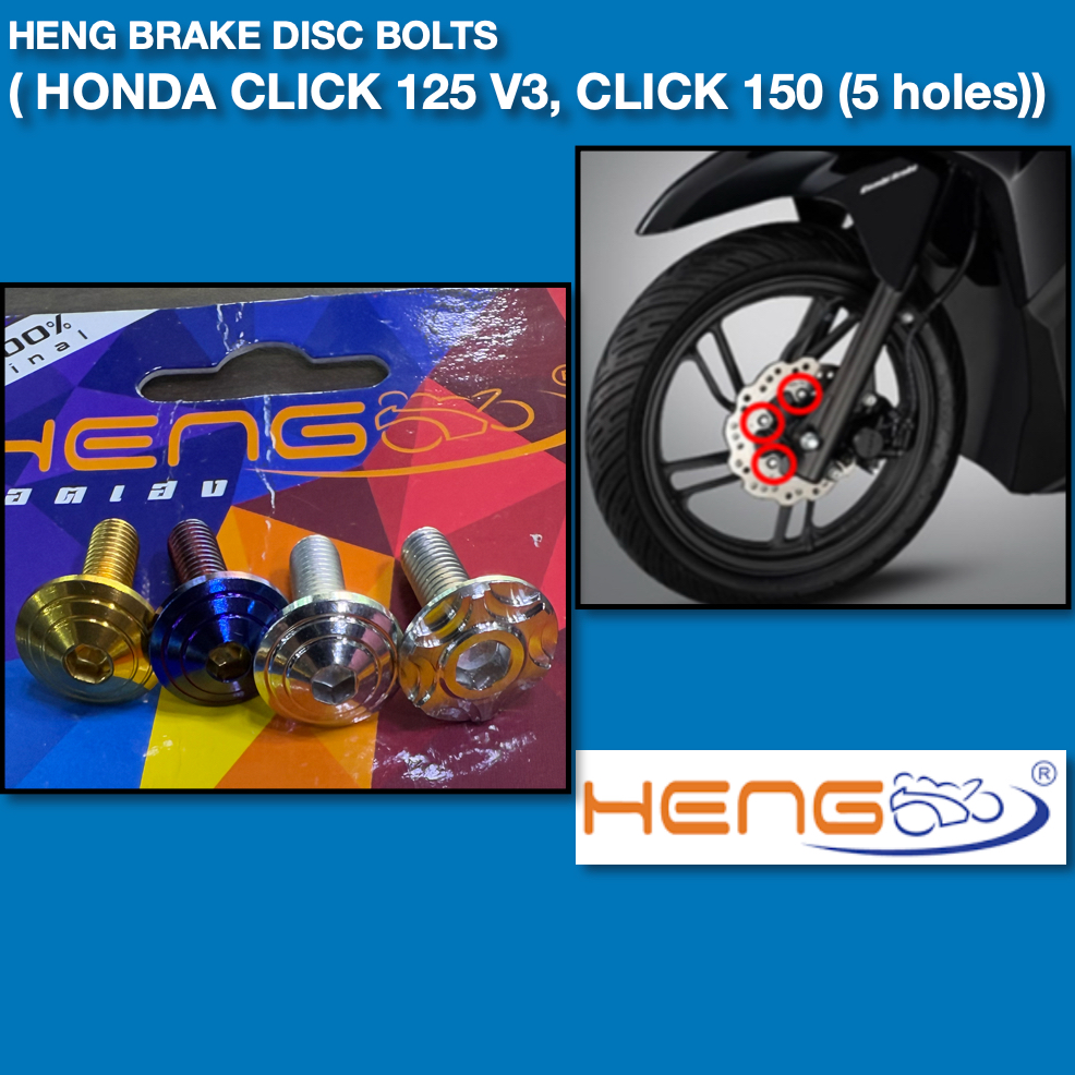 HENG Orig Front Disc Brake Bolts for HONDA CLICK 125 V3 and CLICK 150 ...