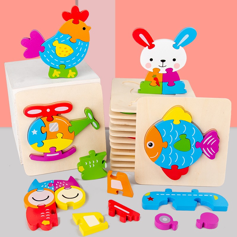 3D Cute Cartoon Puzzle Animals Wooden Jigsaw Puzzles Board For Kids ...