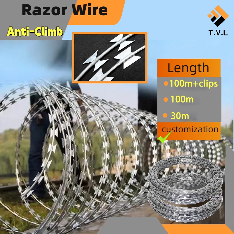 Barbed razor Wire anti-climb steel sharp razor coil fence galvanized ...