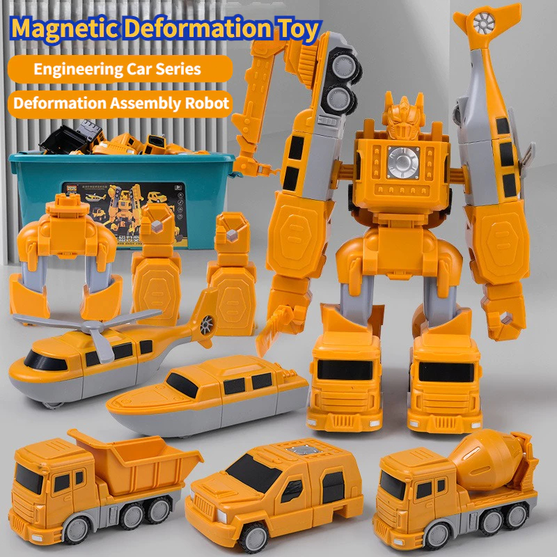 Magnetic Deforming Robot Toy Car Assembled Multi-functional Engineering ...