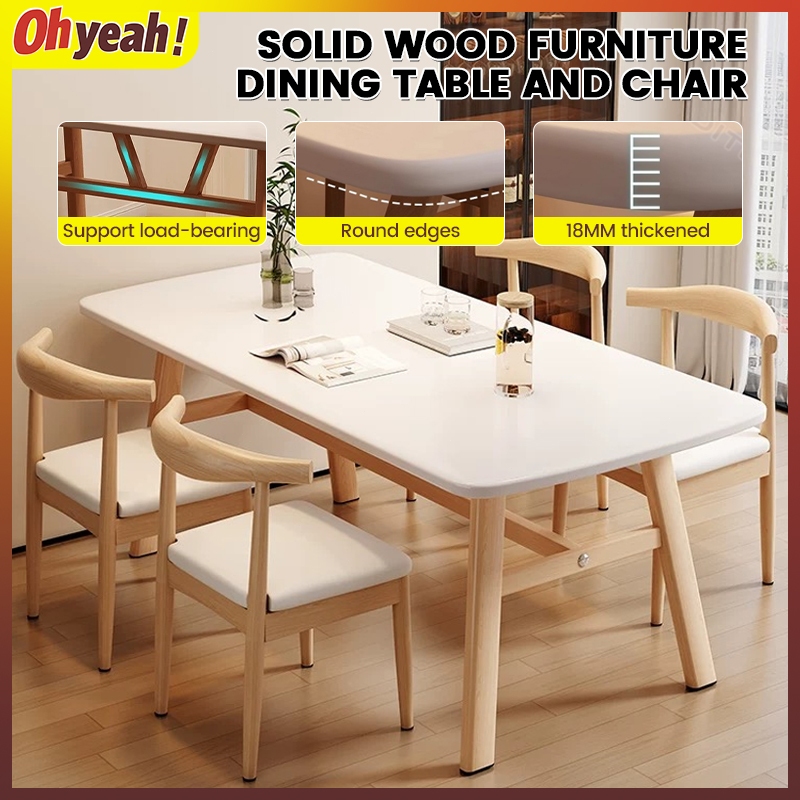 Nordic Solid Wood Dining Table Kitchen Table And Chair Set 4/6 Seaters ...