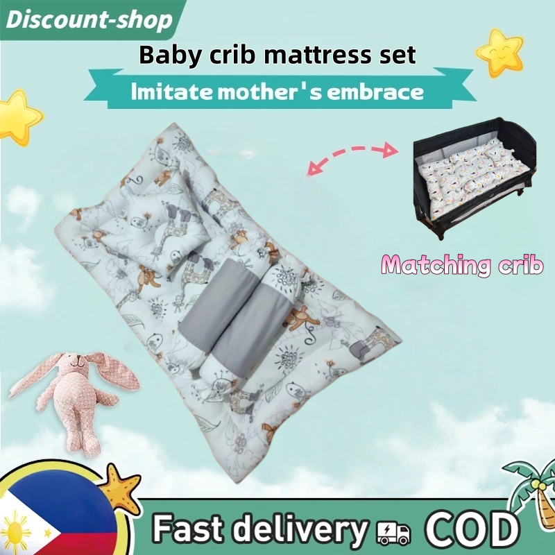 4in1 Cribset Baby Mattress For Newborn Infant Baby Cotton Nest With Nursing  Pillow Baby Bed Set