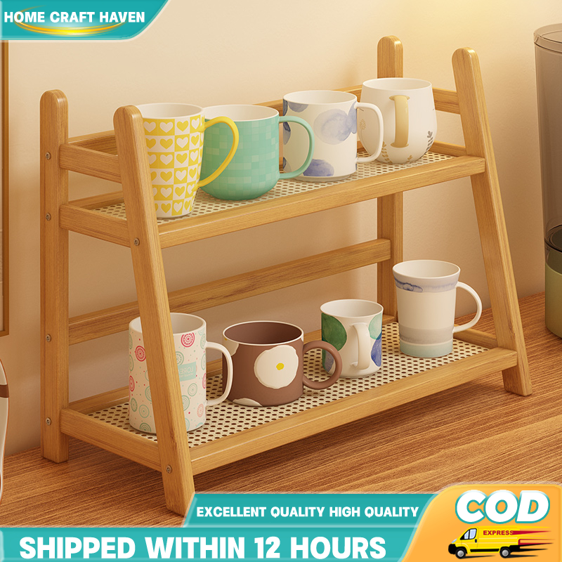 Bamboo Storage Rack For Multipurpose 2 Layers Wooden condiment Kitchen ...