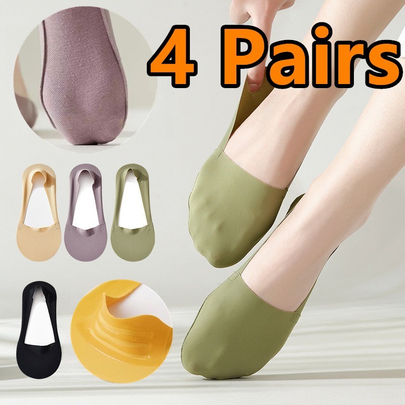 4Pairs Foot Socks For Women Candy Color Socks Set Summer Foot Socks For ...