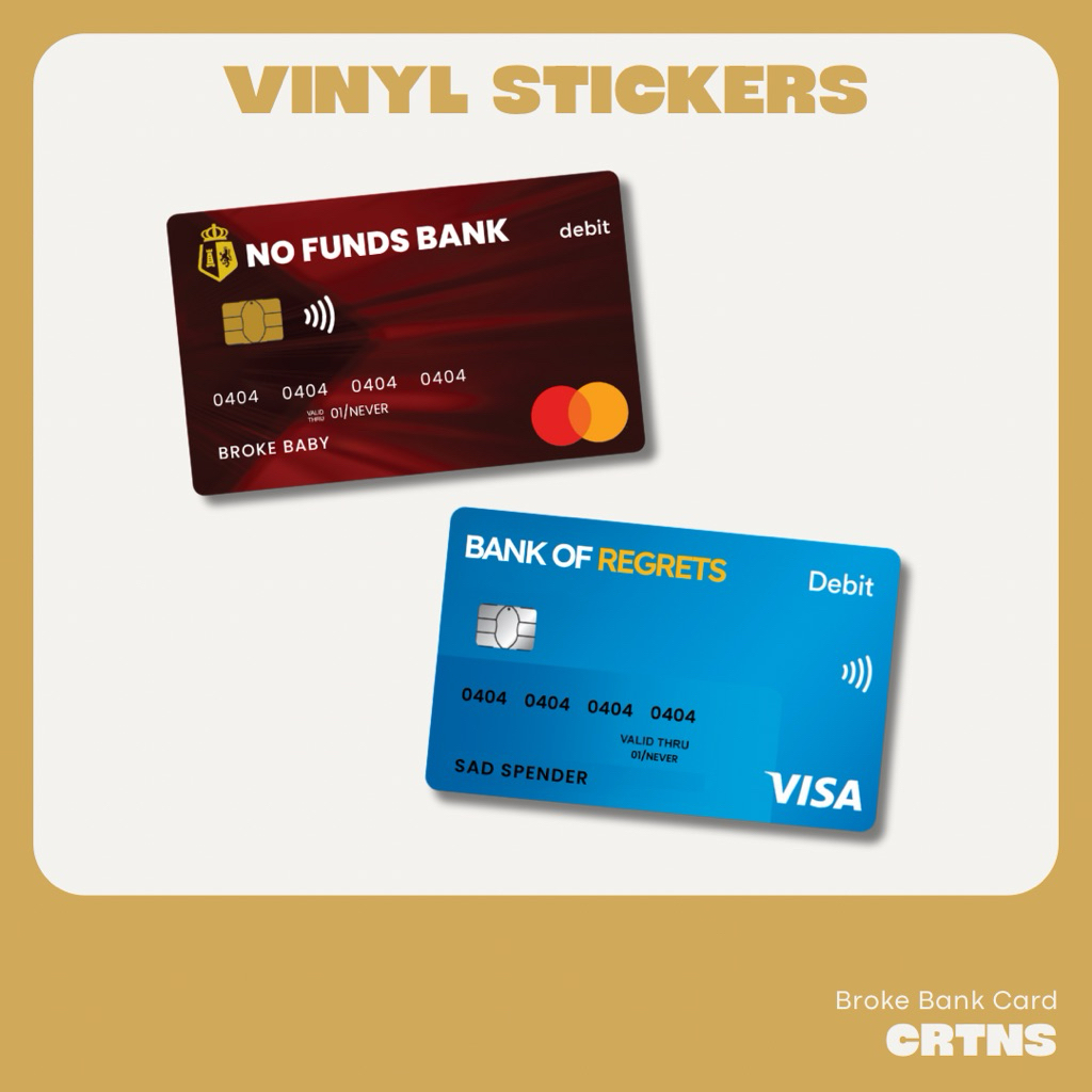 Broke Bank Card Stickers | Vinyl Waterproof Matte Sticker | Witty ...