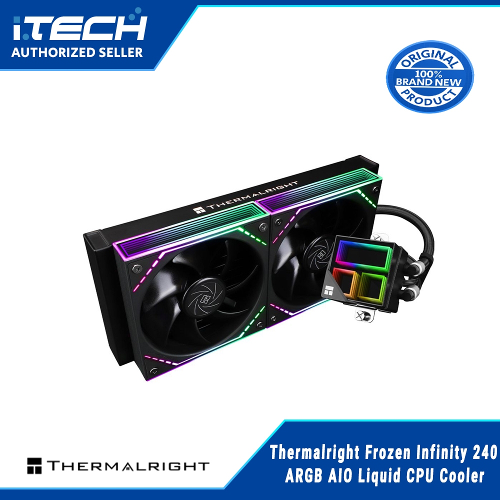 Thermalright Frozen Infinity 240 Black CPU vloeistofkoeler, dubbele PWM  ventilator met 2000 omw/min, desktop CPU Aio koeler, voor AM4/AM5 en Intel LGA115X/2011/1700/1851, Infinity Mirror