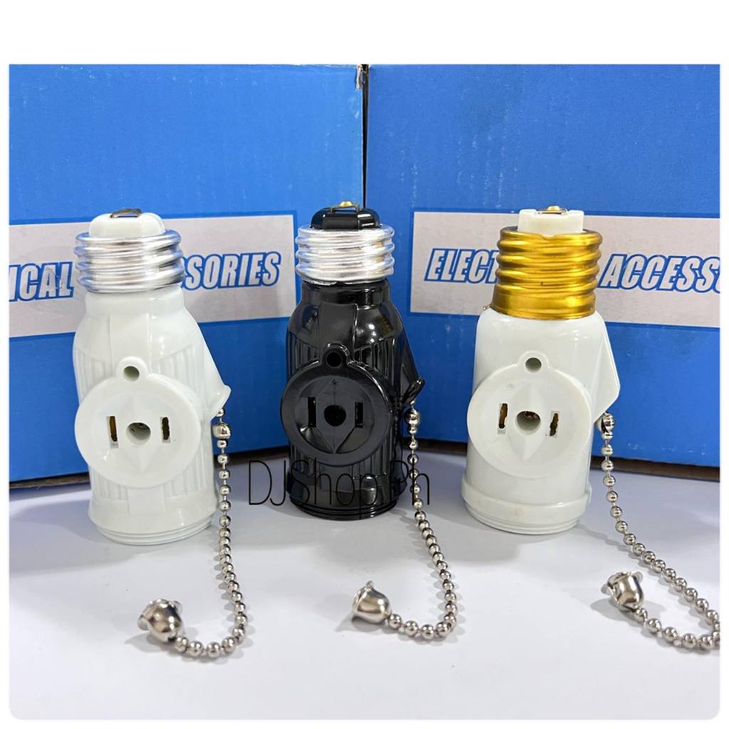Bulb Screw Socket To Outlet Adapter Light Holder Splitter Pull Chain ...