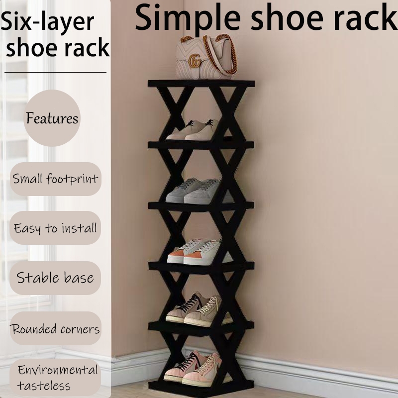 6 Layer Shoe Rack Black White Stackable Multi-Layer Shoe Rack Organizer ...