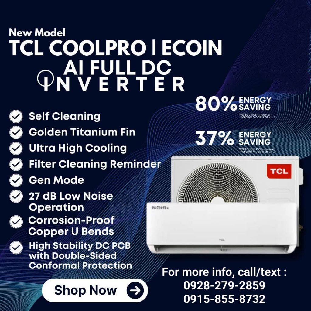 TCL 1.0HP Split Type Inverter Airconditioner | Shopee Philippines