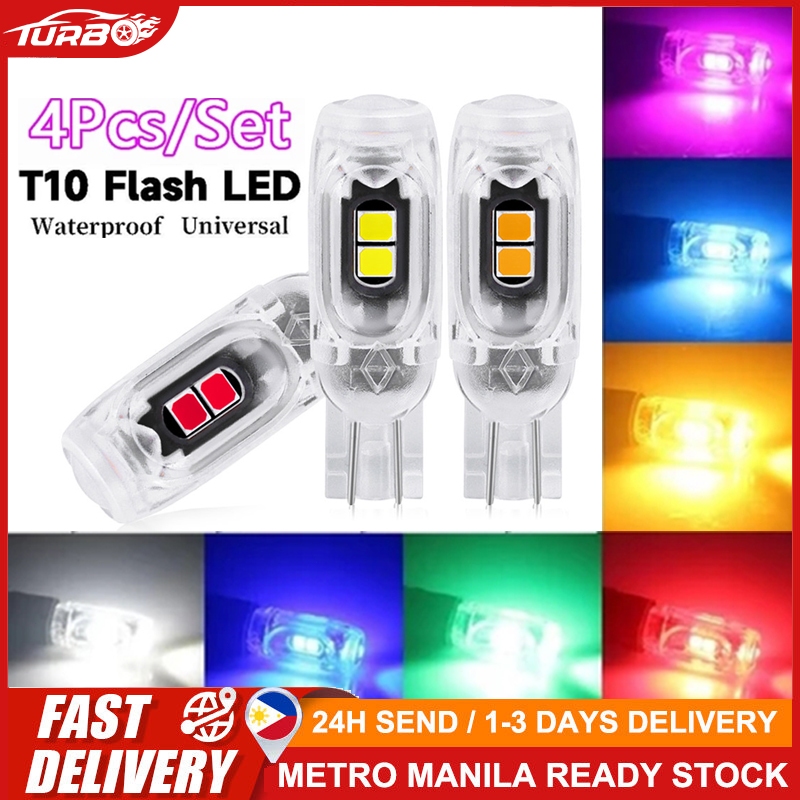 1/4PCS T10 W5W lens Led Flash Strobe Bulb 194 WY5W Flashing Interior ...