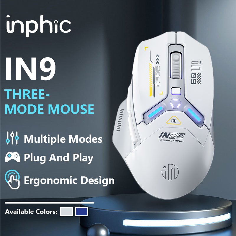 INPHIC IN9 3Mode Wireless Gaming Mouse Rechargeable 10000dpi 1KHZ Macro ...