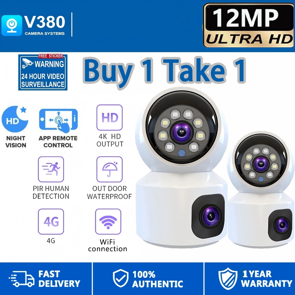 Buy 1 Take 1CCTV Camera V380 Dual Lens WIFI Needed 1080p Ultra HD 360 ...