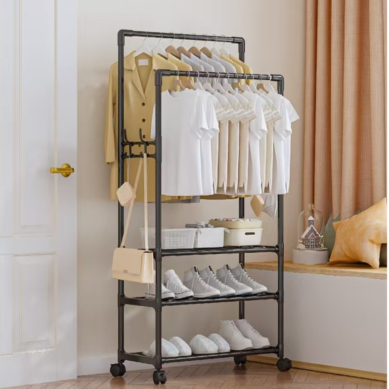 KM Double Row multifunctional cloth rack stand Movable Stand Drying ...