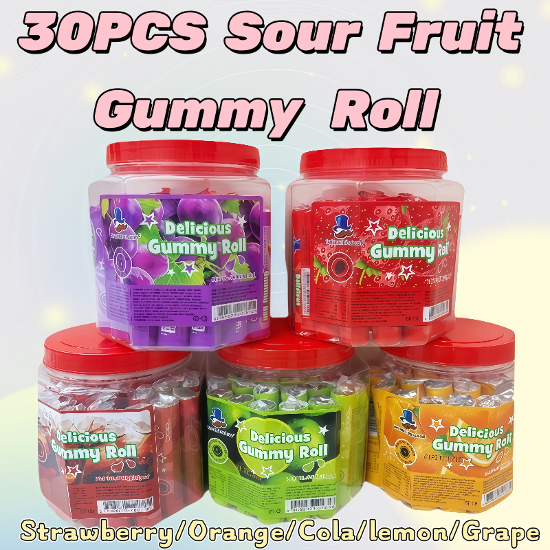 COD/30 pcs/bottle Sour Fruit Gummy Roll/Tamarind/Mint flavor/Mixed ...