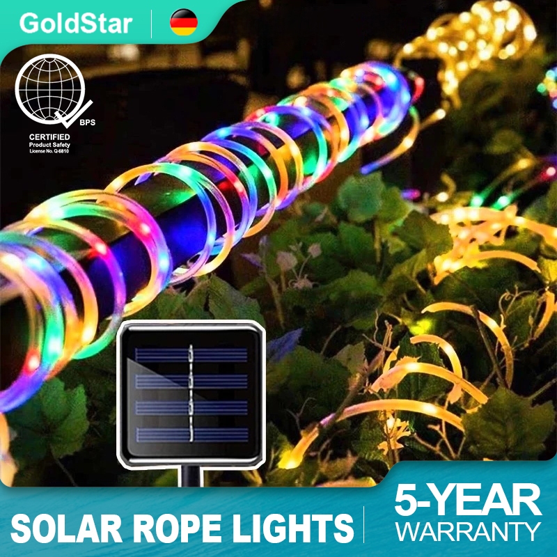 Gold Star Solar Rope Tube PVC String Lights Outdoor Waterproof Garden ...