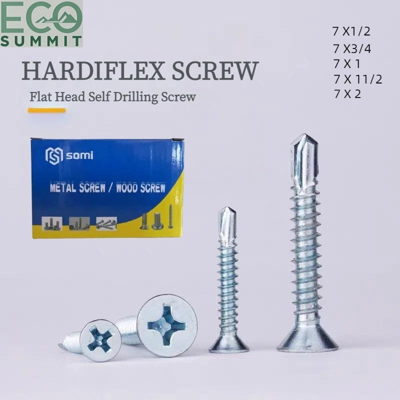 (PER BOX) Hardiflex Screw Flat Screw Window Screw Job Screw Metal Screw ...