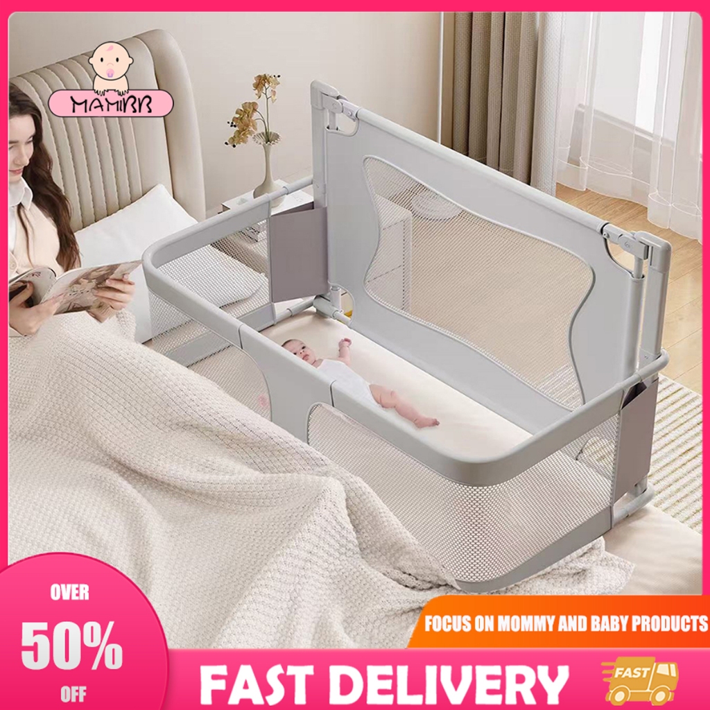 Baby Crib With Mosquito Net Anti-pressure Foldable Fence For Baby ...