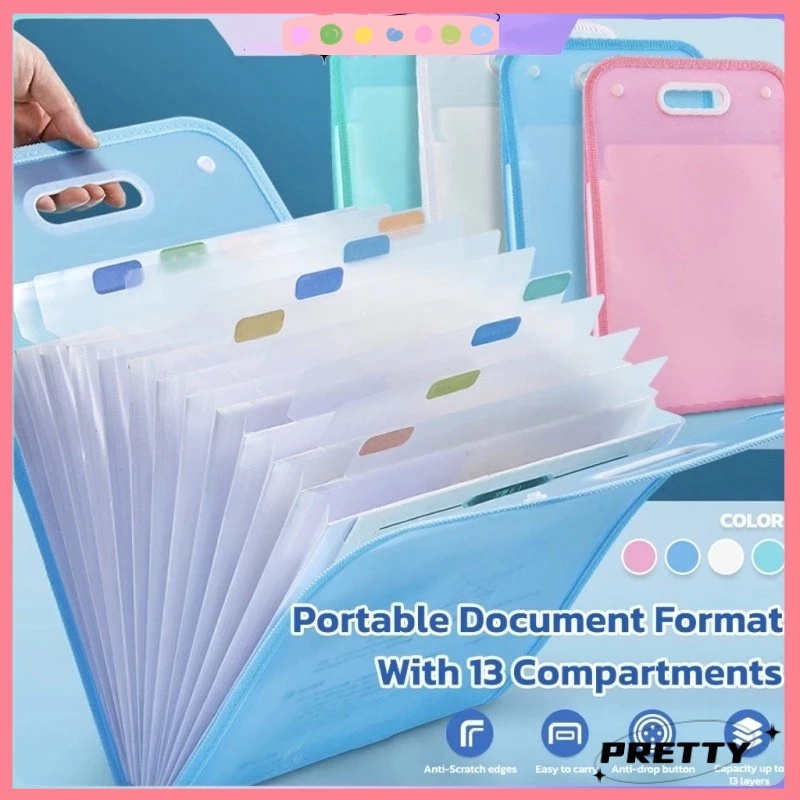 13 layer test paper Folder Waterproof Folder File Organizer with Handle ...