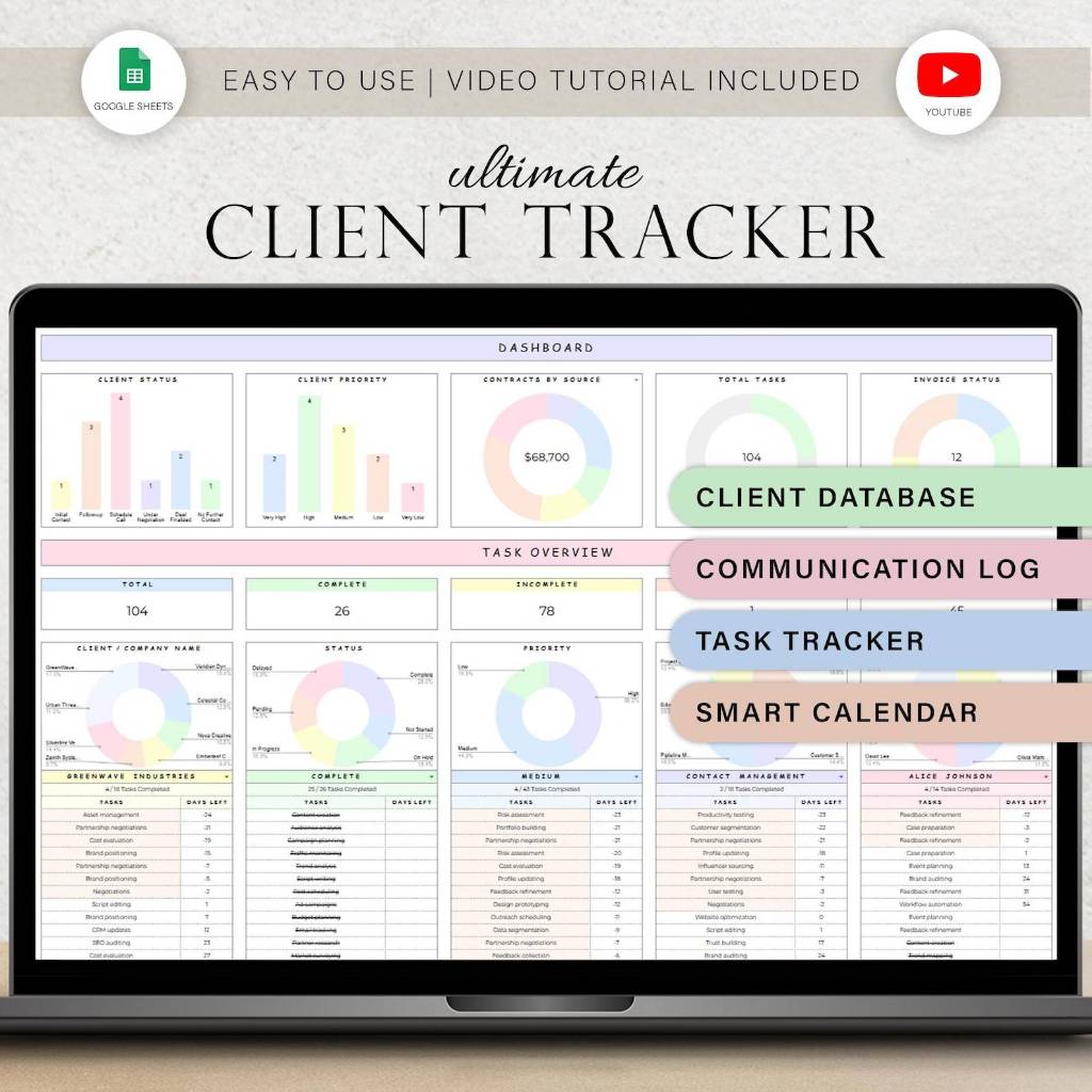 Digital Planner, Client Tracker for Small Business Planner CRM With ...