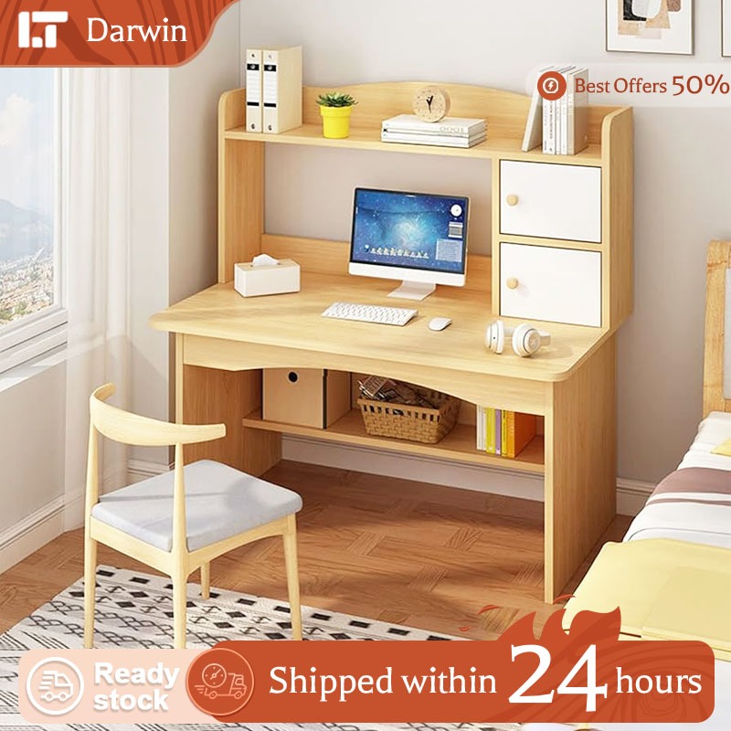 DARWIN Modern simple computer desk with drawer bookshelf home ...