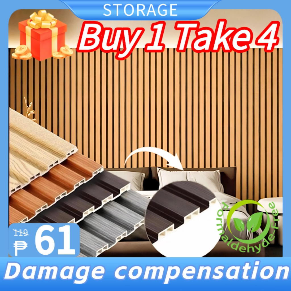 1M PVC Wall Panel Solid Wood Grain Waterproof No Tools Needed 3D Grille ...