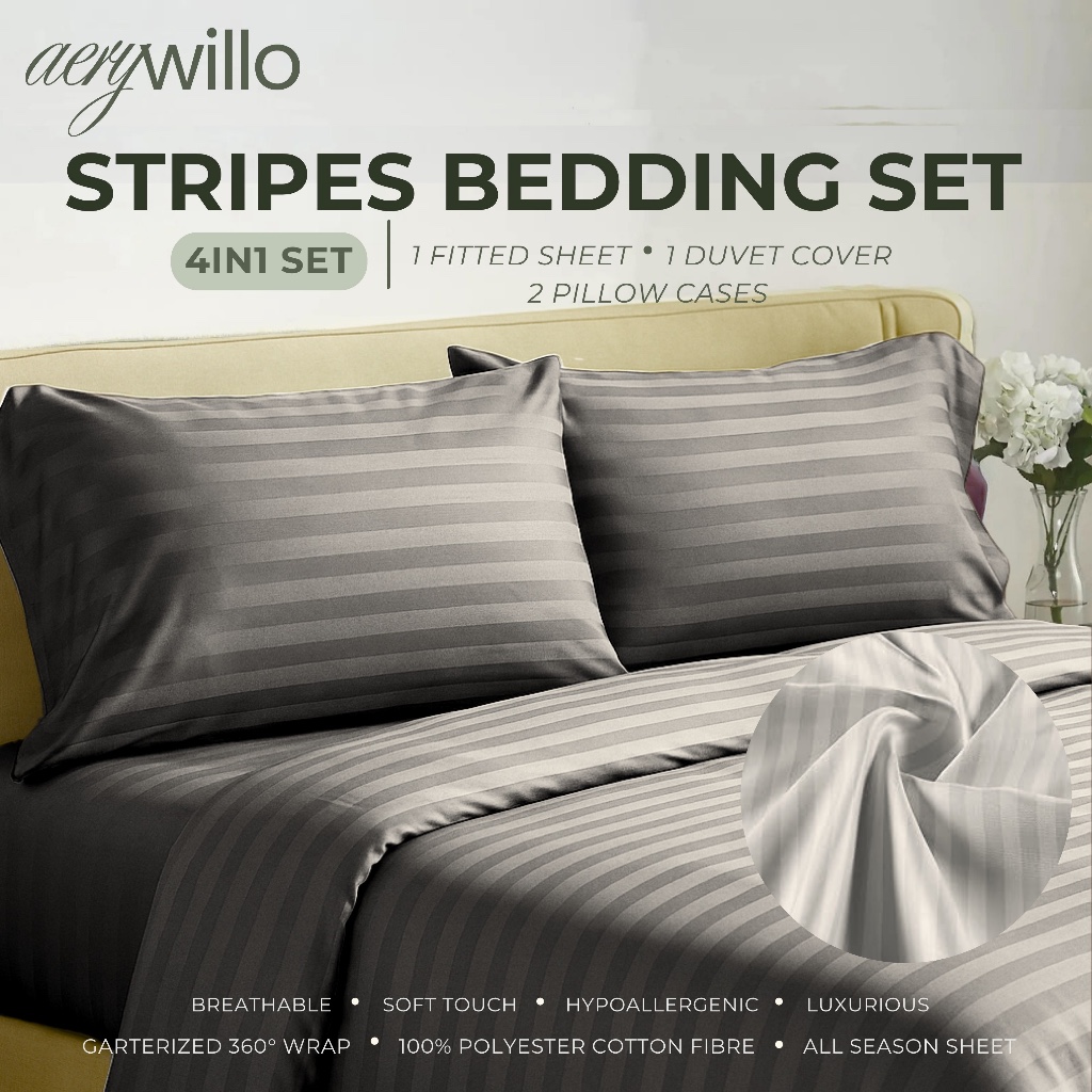 WEHOTTIE 4in1 Stripes Canadian Cotton Polyester Microfiber Bedding ...
