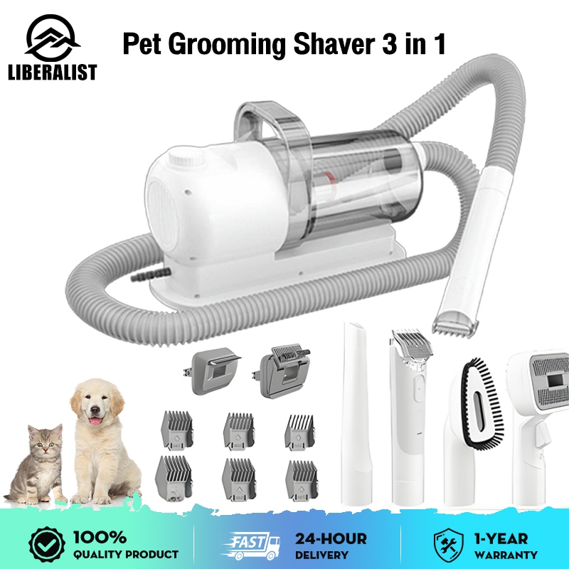 View of Pet Grooming Set For Dog Cat Hair Clipper Silent Kit With Brush Vacuum ...