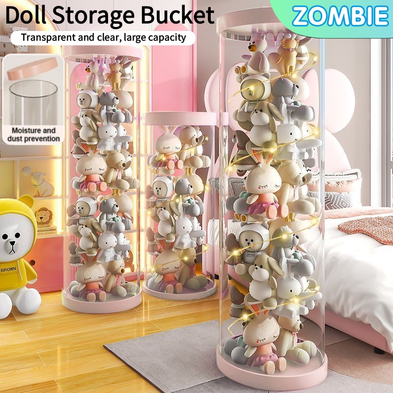 Doll Storage Bucket Transparent Plush Toy Storage Box Transparent ...