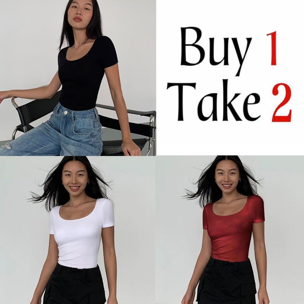 Buy 1 Take 2 & Buy 1 Take 1 Scoop Neck Front and Back Double Lining ...