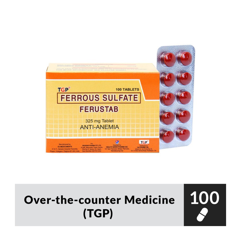 FERUSTAB Ferrous Sulfate Tablet 325mg 100s | Shopee Philippines