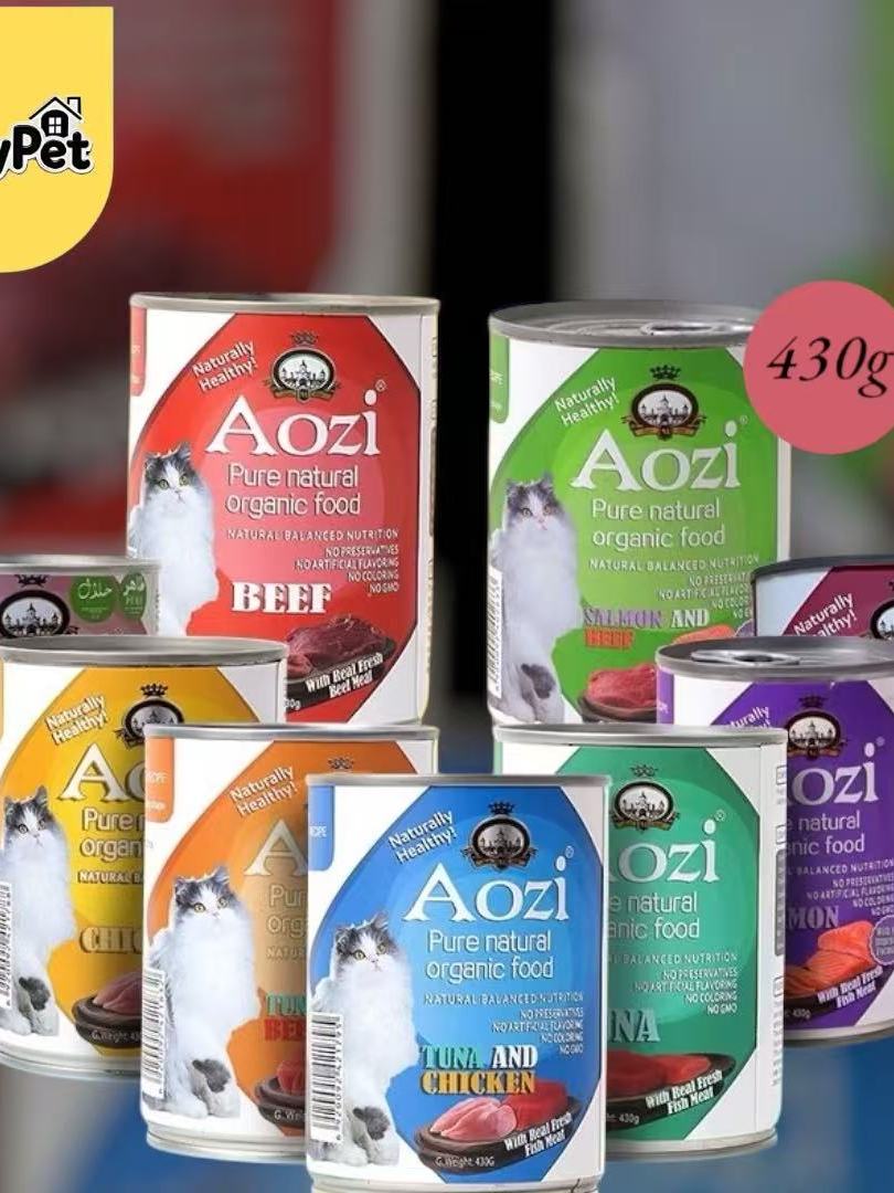 View of 430g Aozi Pure Natural Organic All Stages Adult Kitten Cat Wet Food Cat ...