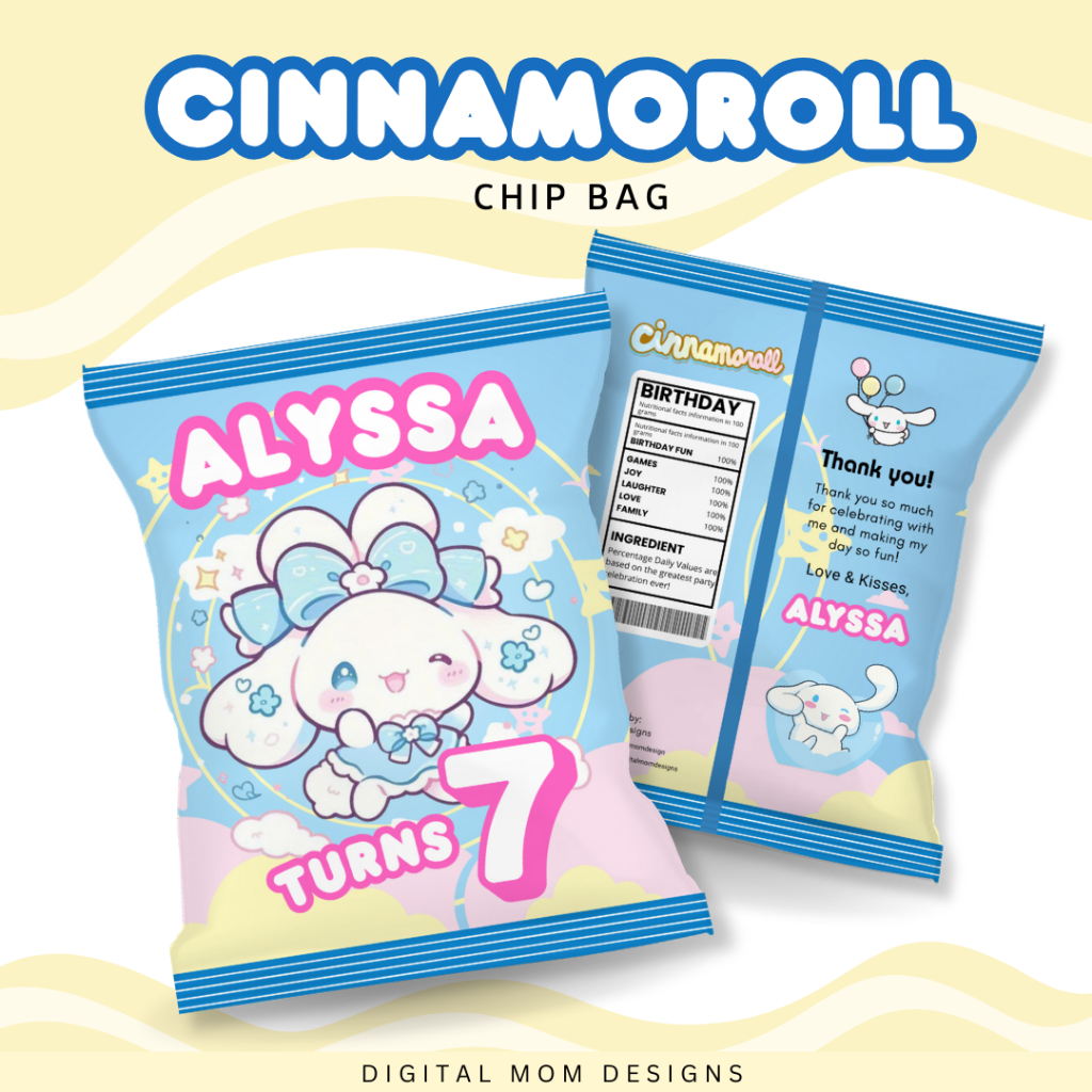 Cinnamoroll Custom Chip Bag Wrapper – Personalized Party Souvenir ...