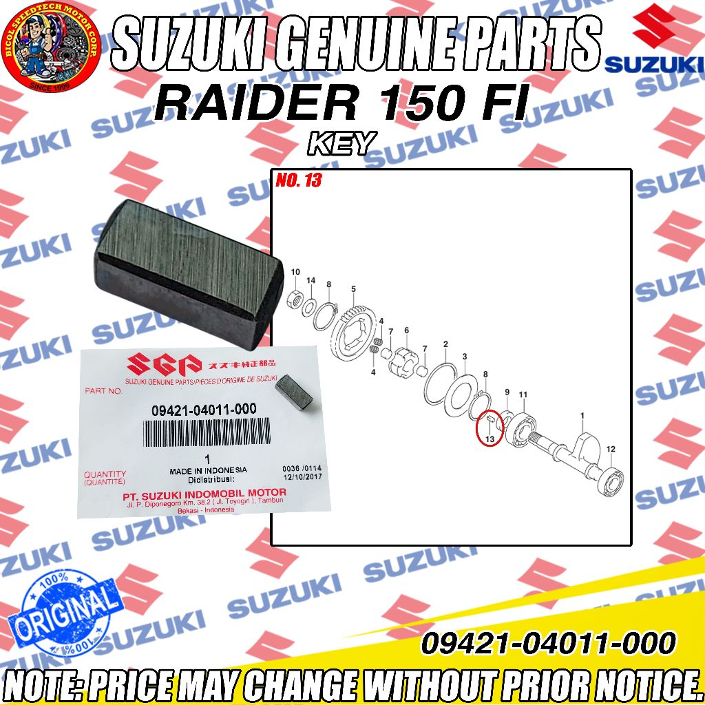 RAIDER 150 FI WOODRUFF KEY (CUÑA/KUNYA) (GEAR, CRANKSHAFT) (SGP ...