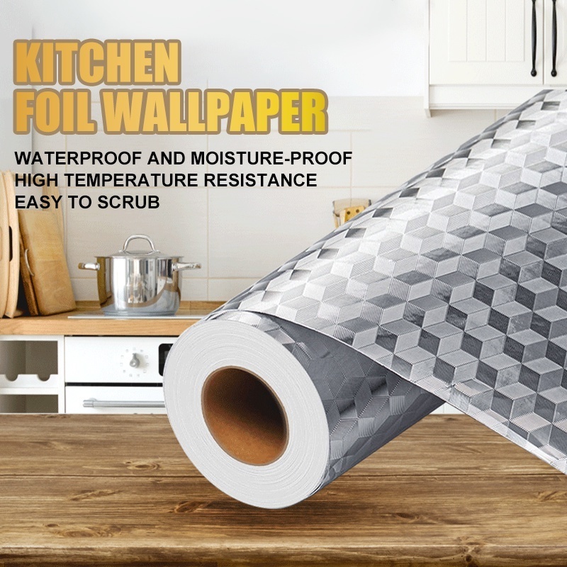 Aluminum Foil Sticker Kitchen Wallpaper Waterproof Oil-proof Heat ...