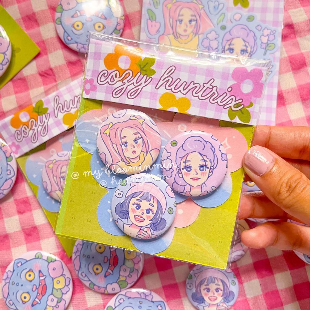 KPDH Huntrix Badge Pack waterproof button pin Cozy Floral Kpop Demon ...