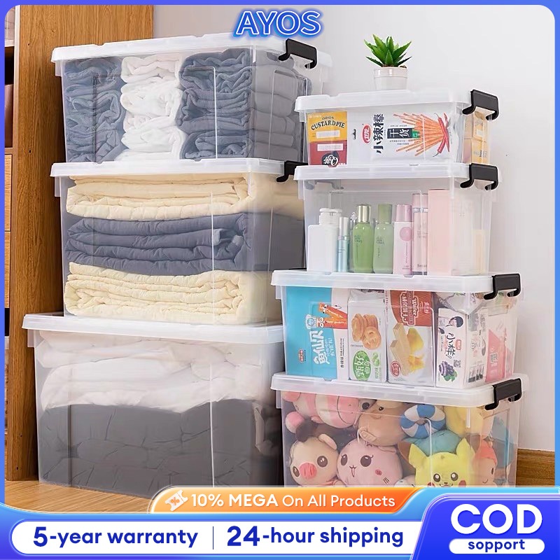 AYOS Storage Box Transparent Storage Container With Lid Clothes ...