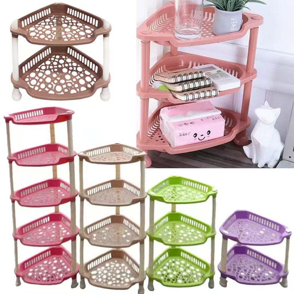 2/3/4/5-Layer Plastic Storage rack multilayer organizer Bathroom corner ...
