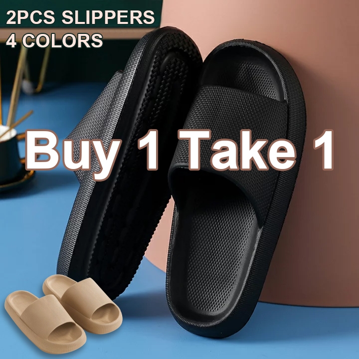 Solid color men's non-slip slippers indoor comfortable slip-on unisex ...