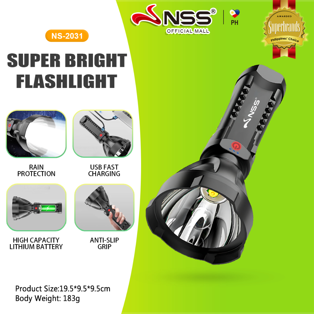 NSS 80W Super Bright Flashlight Rechargeable Waterproof Outdoor ...