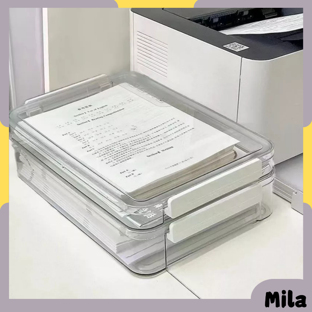 A4 Documents Storage Box Transparent Acrylic Desktop Important Paper ...