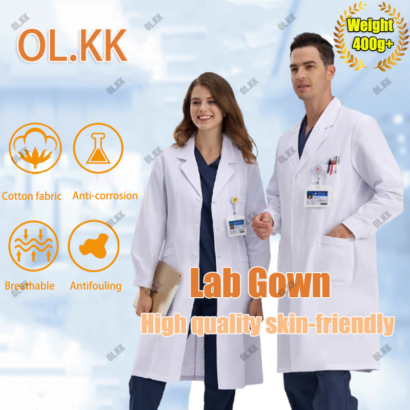 Lab Gown For Students Female Long Sleeve Lab Coat Workwear Pharmacy ...