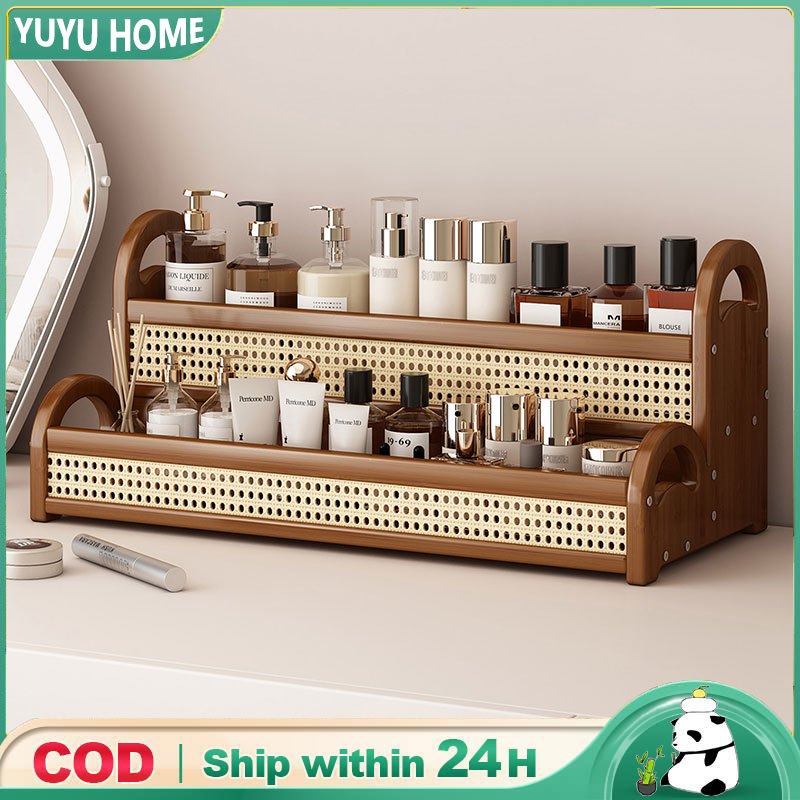 Mini Nordic Desktop Rattan Basket Table Cosmetics Storage Rack Basket ...