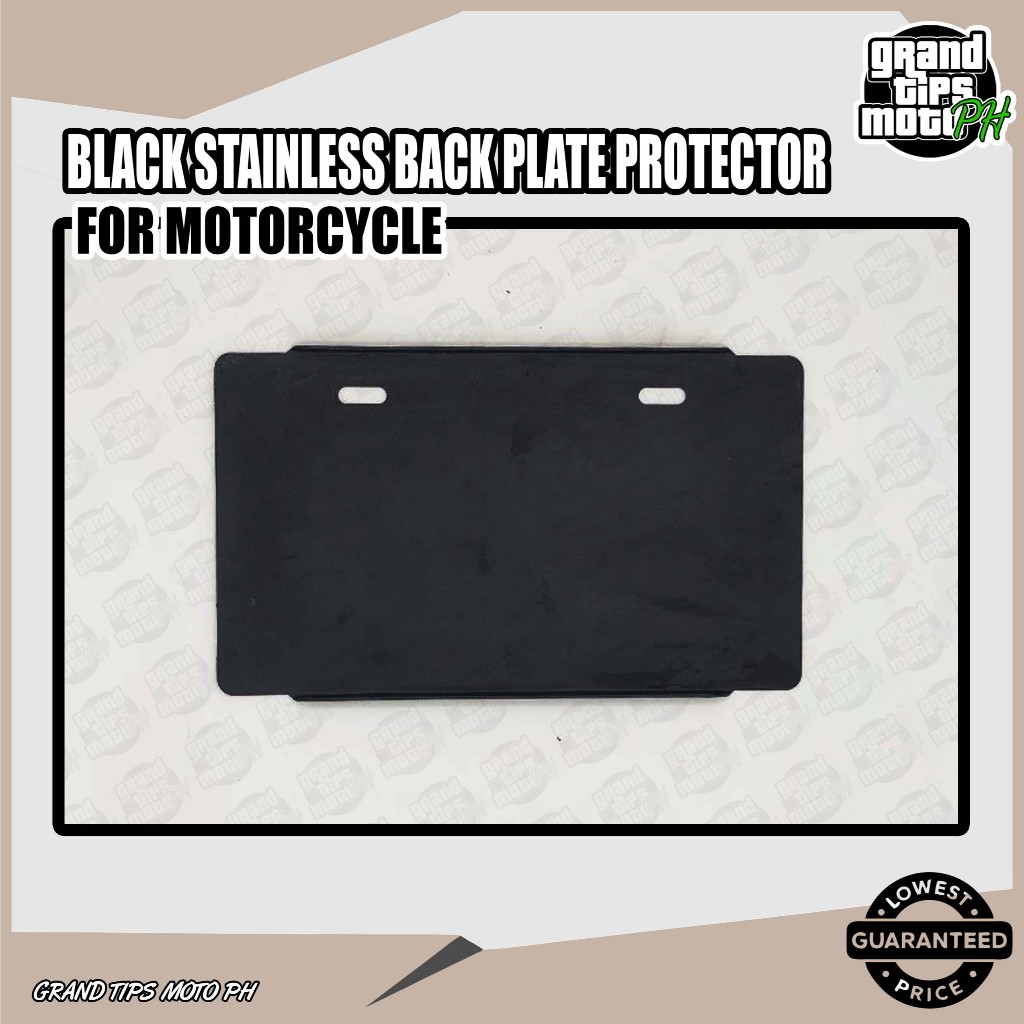 PLATE NUMBER BACK SUPPORT FOR MOTORCYCLE - STAINLESS 1MM BLACK POWDER ...