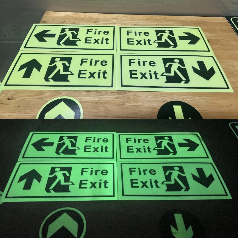 Emergency Exit Only Green Glow in the Dark Cut Out Luminous Sticker in ...