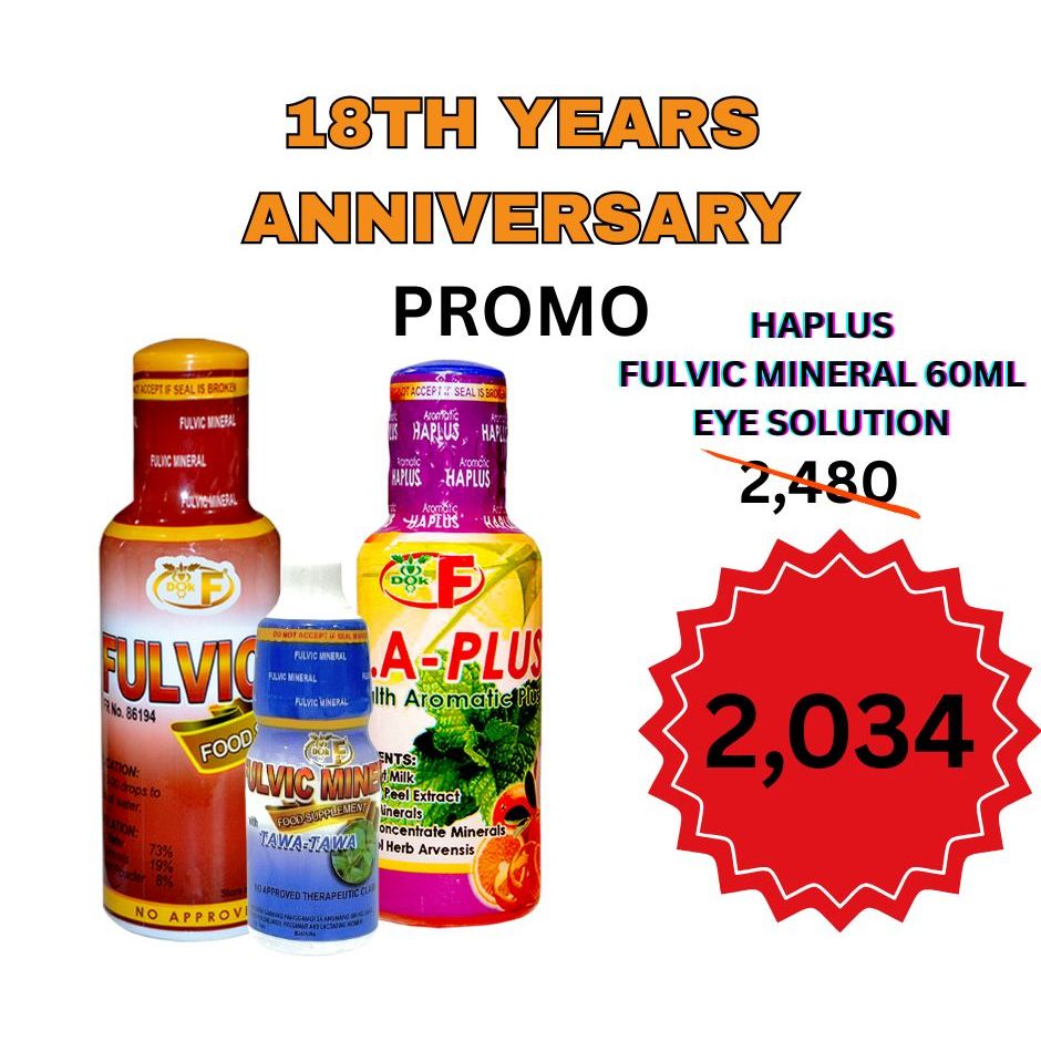 BUNDLE 6- FULVIC MINERAL 60ML,EYE SOLUTION,HAPLUS | Shopee Philippines