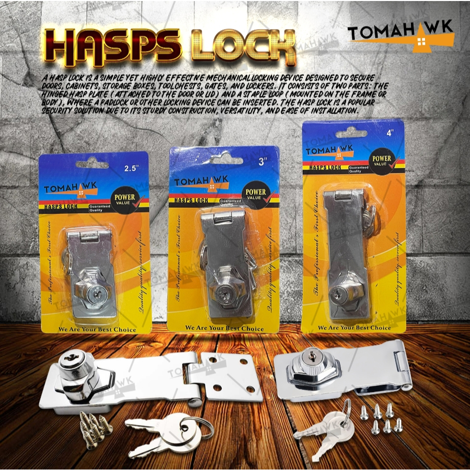 TOMAHAWK HIGH QUALITY SELF LOCKING HASPS LOCK / LOCK DRAWER / LATCH (2. ...