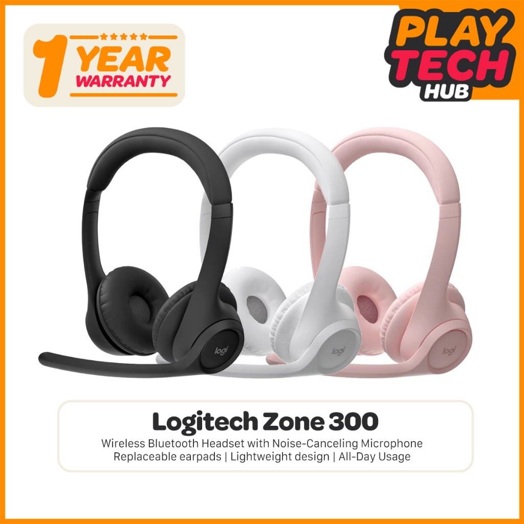 Logitech Zone 300 Wireless Bluetooth Headset with Noise-Canceling ...