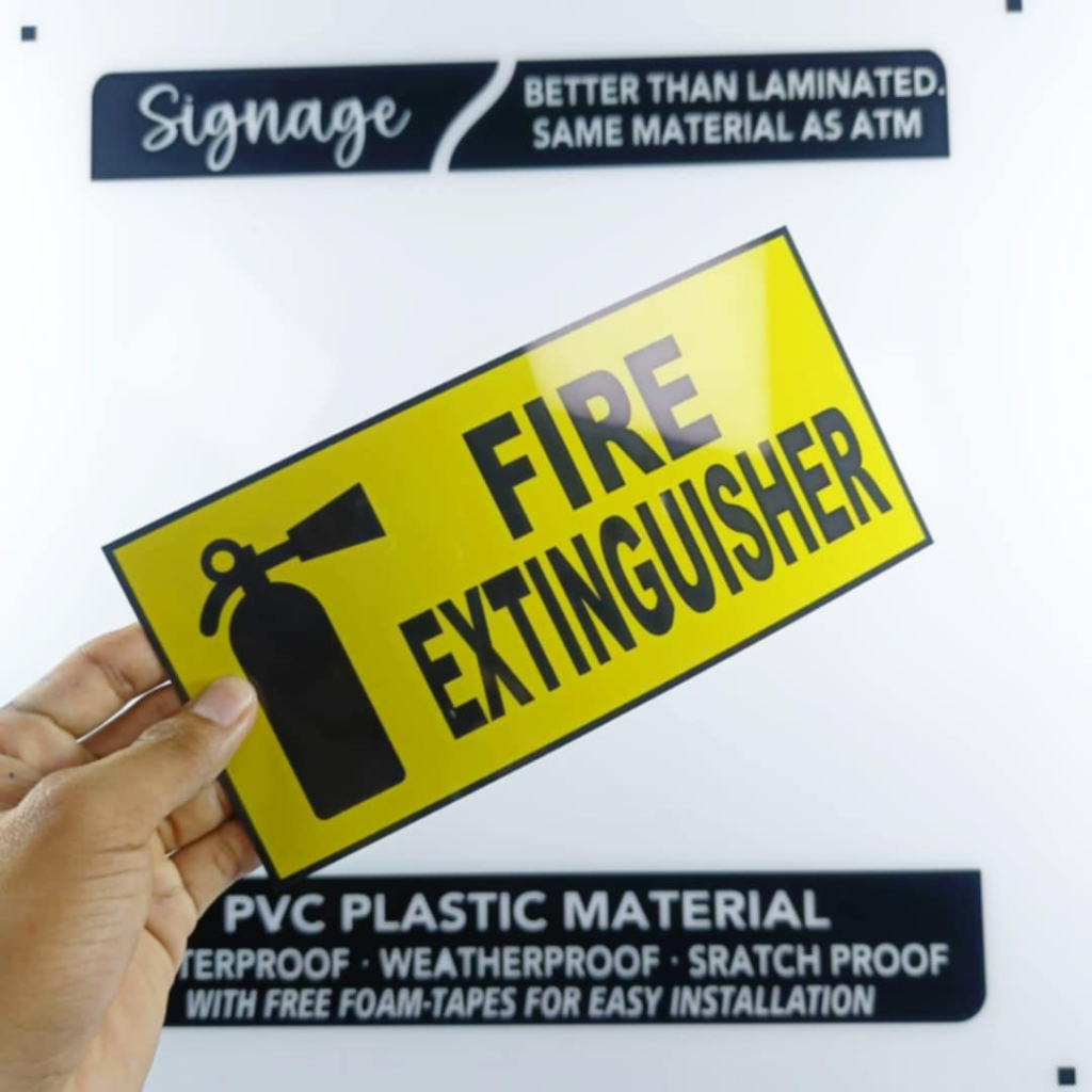 SIGNAGE - FIRE EXTINGUISHER - YELLOW SIGN - PVC PLASTIC MATERIAL ...