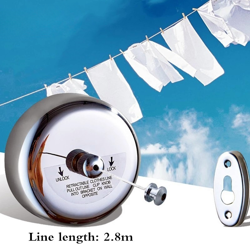 Stainless Steel Retractable Clothesline Clothes Drying Rack Rope ...